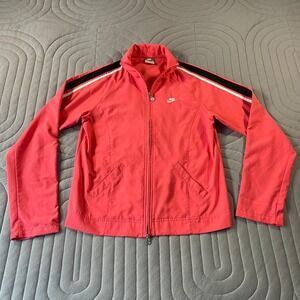 Nike Womens Track Jacket Size Small Pink Black Zip Up Windbreaker Top